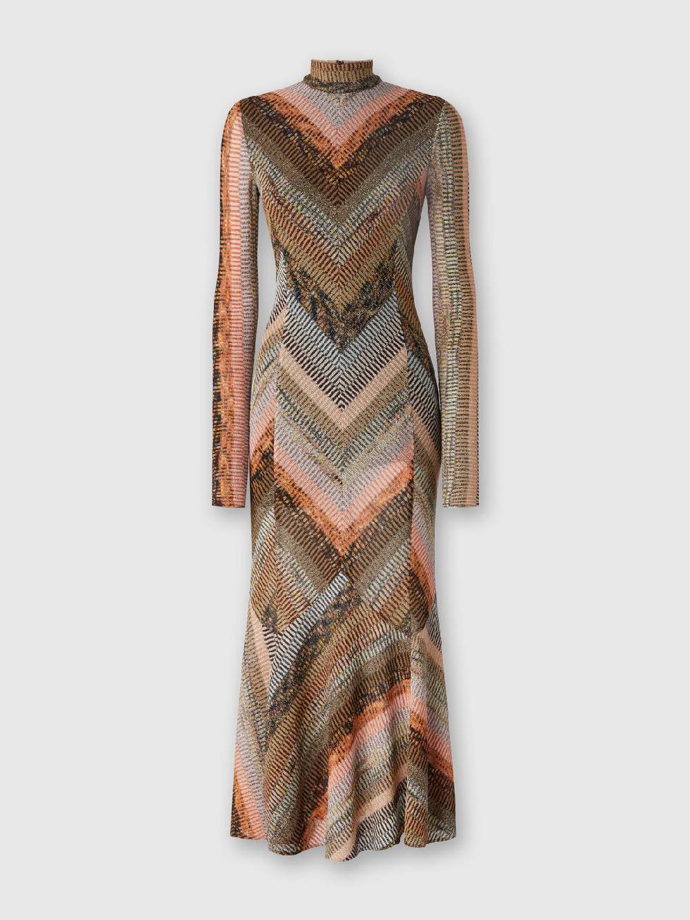 M Missoni Abito lungo con fondo svasato e collo a lupetto con zip In Linea