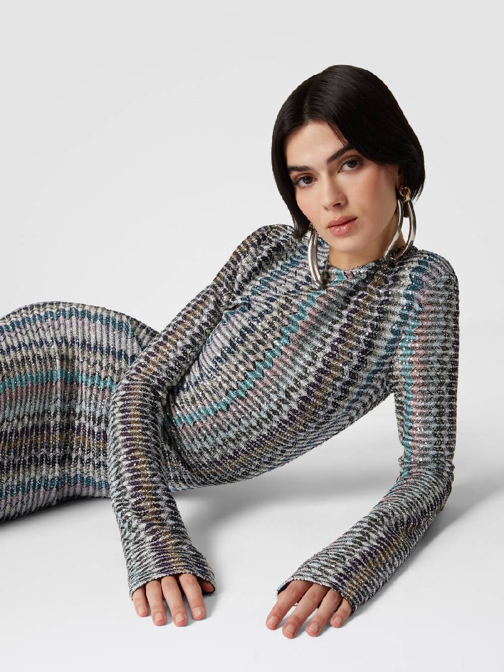 M Missoni Abito lungo con paillettes e dettaglio cut out Promozione