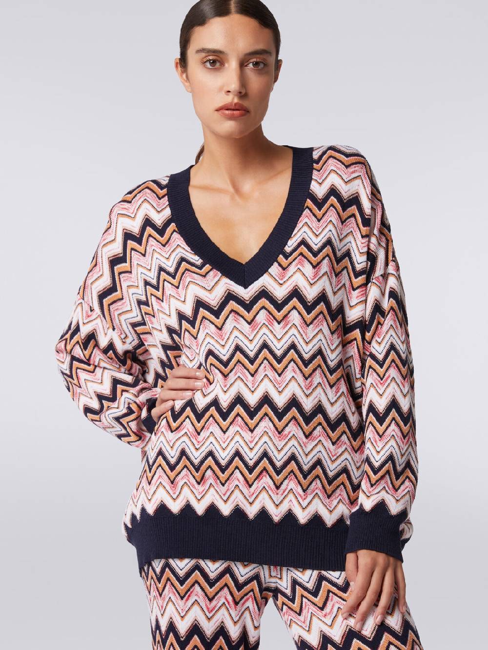 M Missoni Maglia oversize zig zag con profili a contrasto Pezzi Unici
