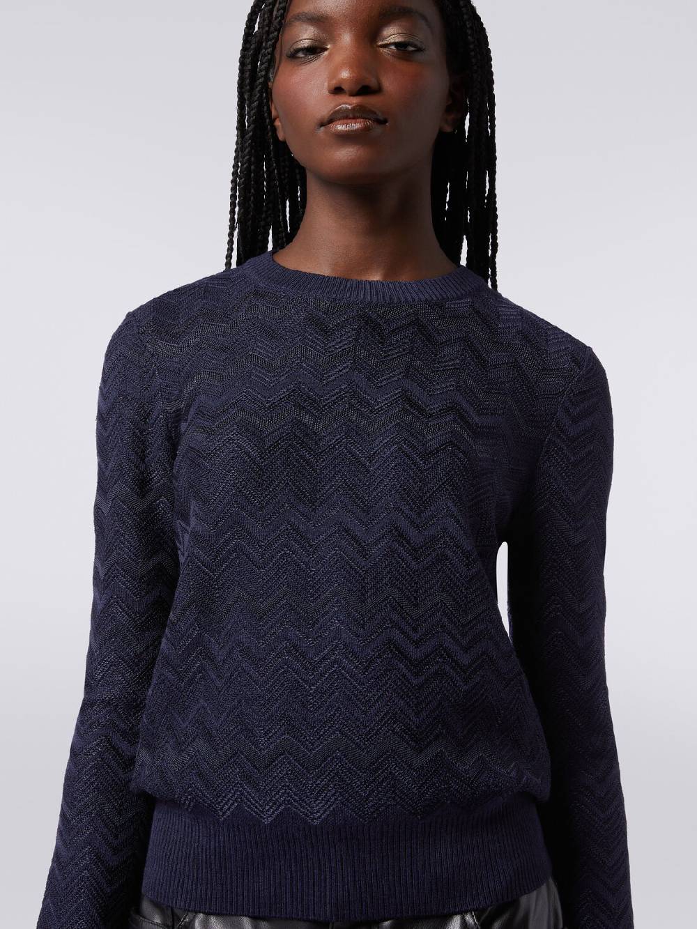 M Missoni Pullover girocollo in viscosa e lana chevron Soddisfazione Garantita