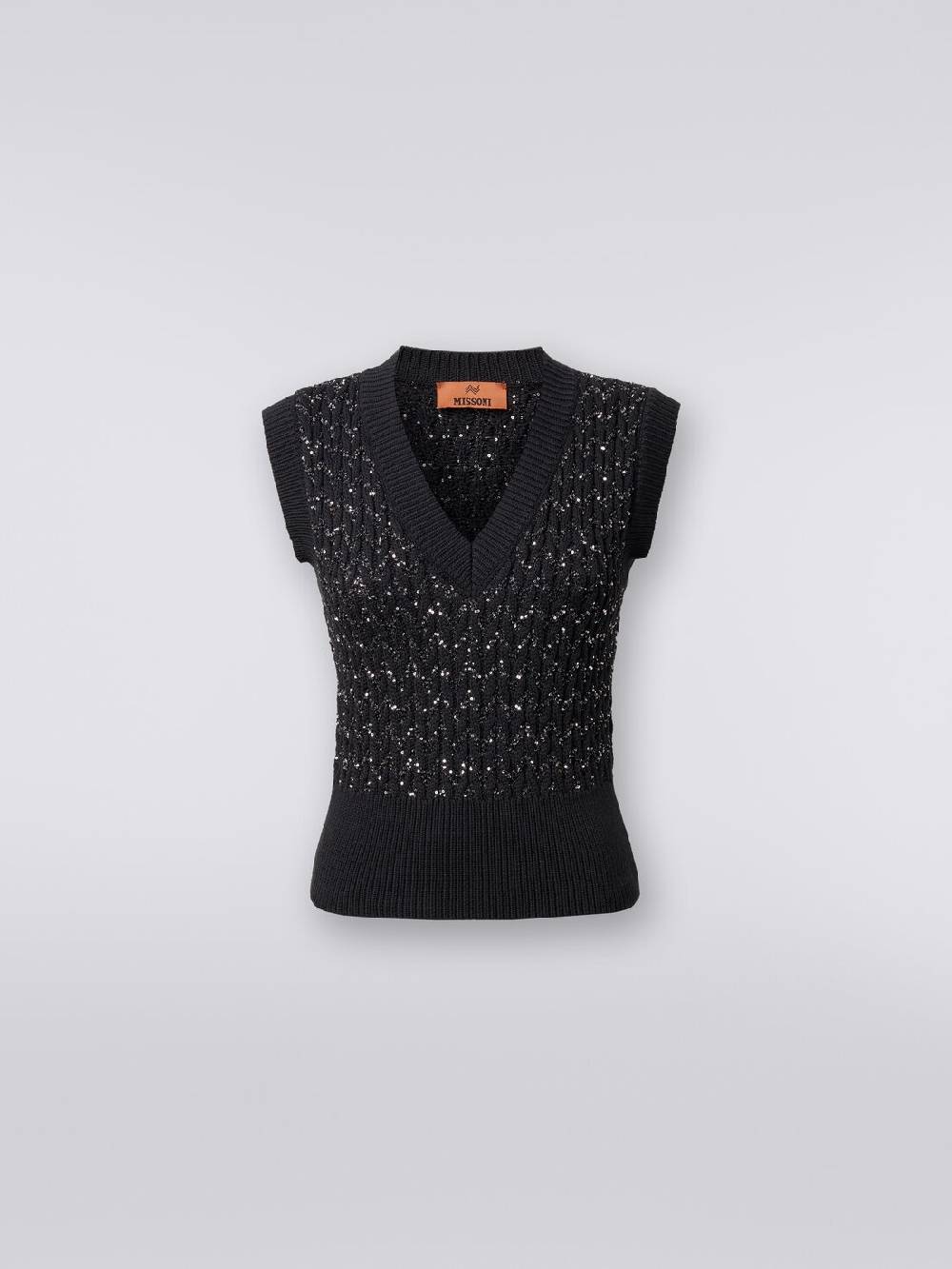 M Missoni Gilet in misto cotone con paillettes e lavorazione a treccia Qualità Garantita