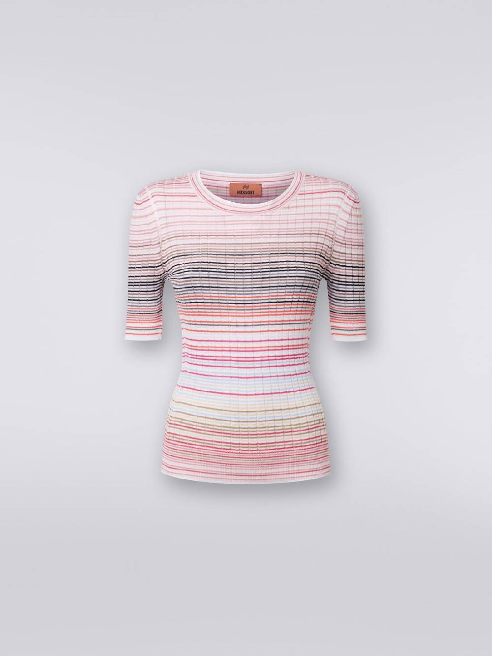 M Missoni Maglia girocollo a maniche corte in cotone e viscosa a righe Acquista Ora