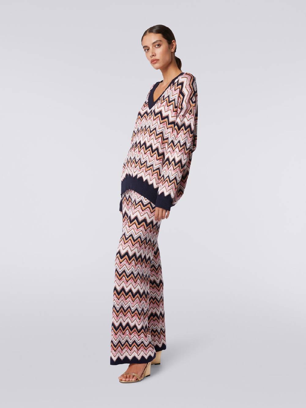 M Missoni Pantaloni a palazzo in lana e viscosa chevron Shopping Online