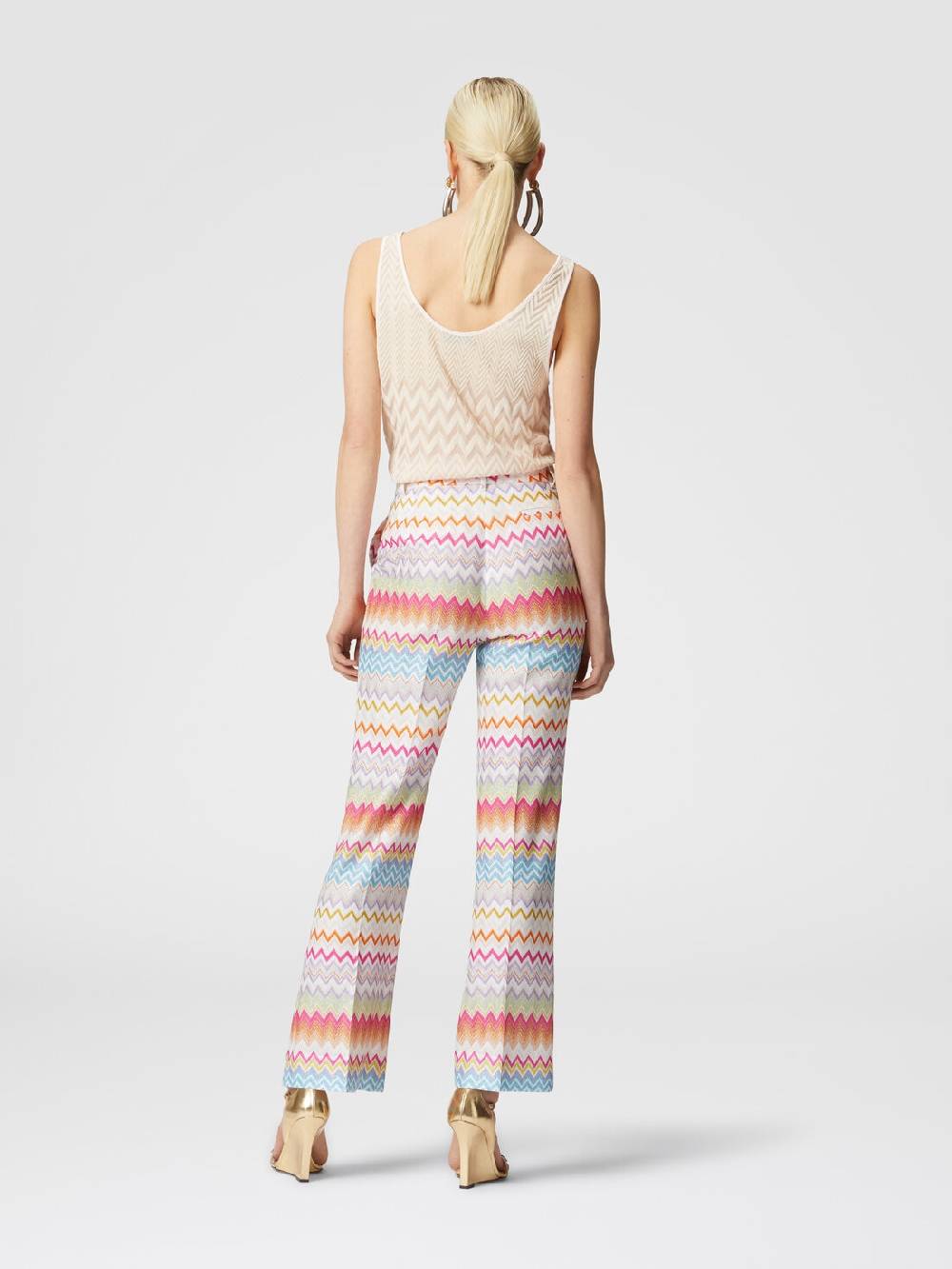 M Missoni Pantaloni capri in maglia chevron lamé con paillettes Affare Del Giorno