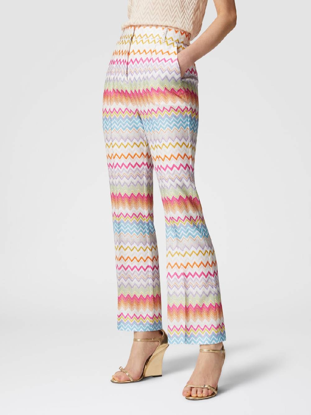 M Missoni Pantaloni capri in maglia chevron lamé con paillettes Affare Del Giorno