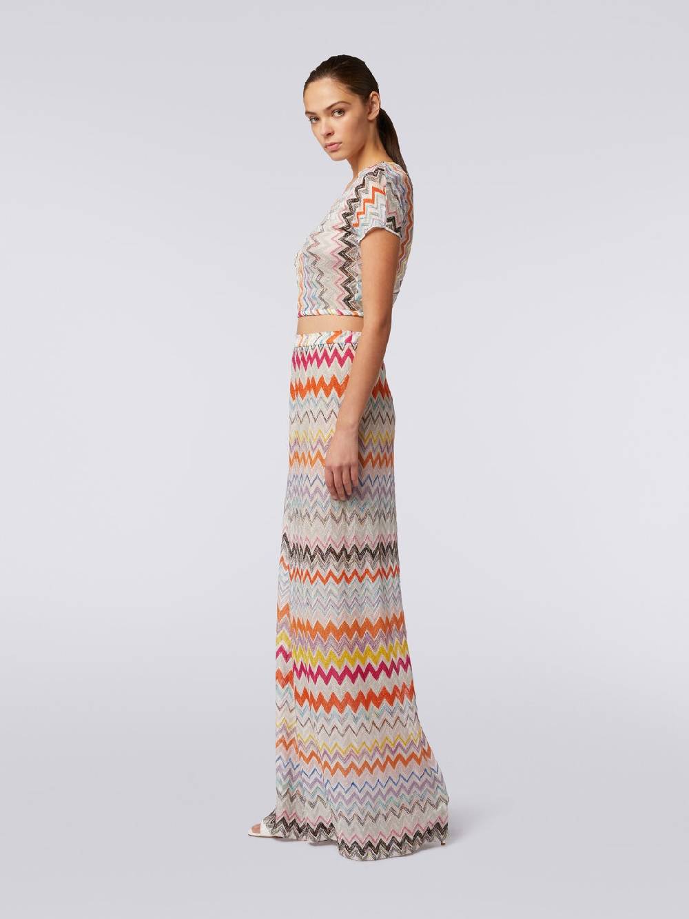 M Missoni Pantaloni a palazzo in misto viscosa chevron lamé Convenienza