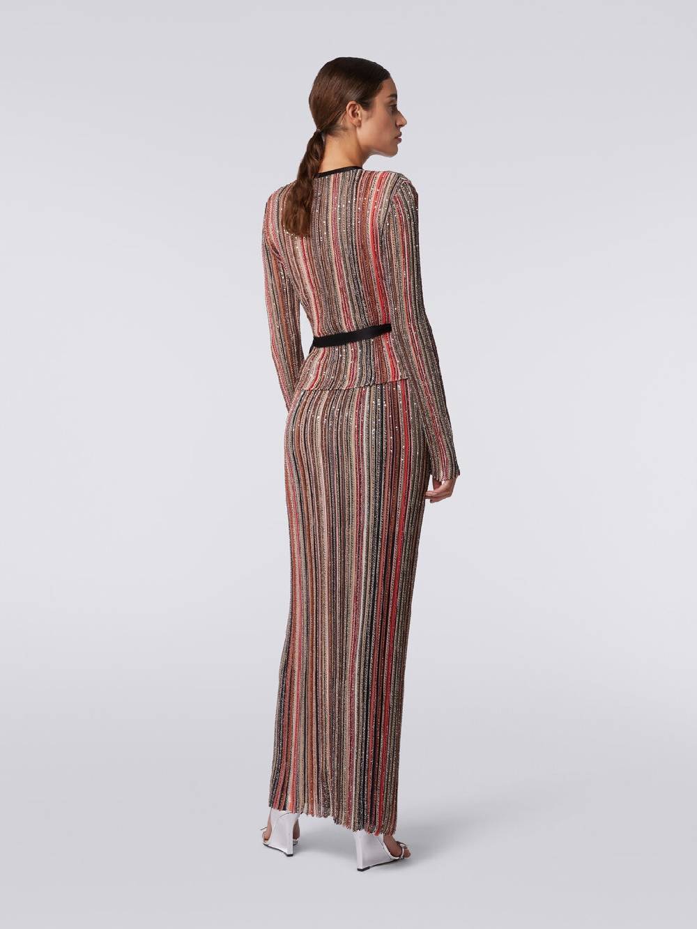 M Missoni Gonna lunga plissée a righe verticali con paillettes Outlet