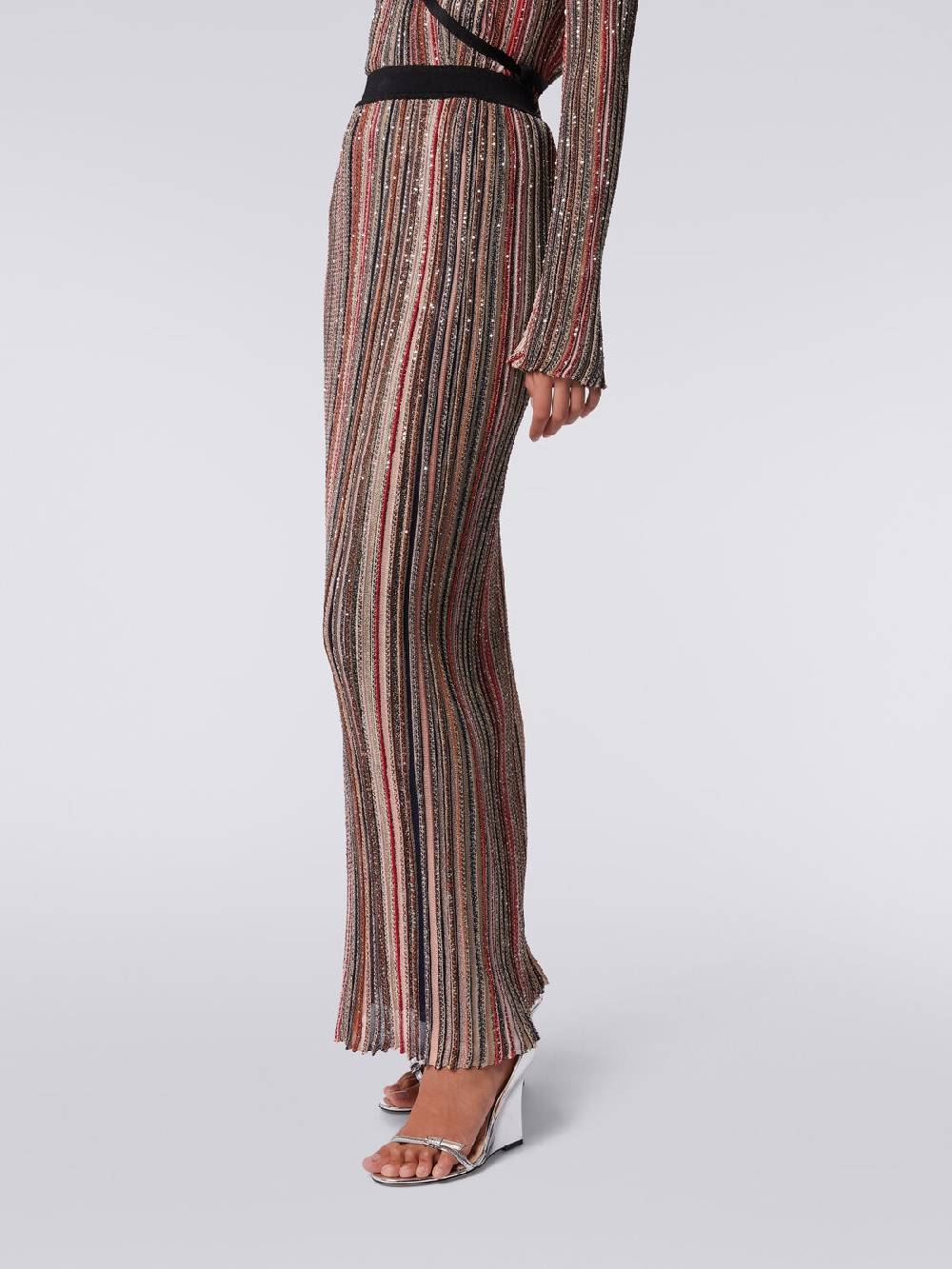 M Missoni Gonna lunga plissée a righe verticali con paillettes Outlet