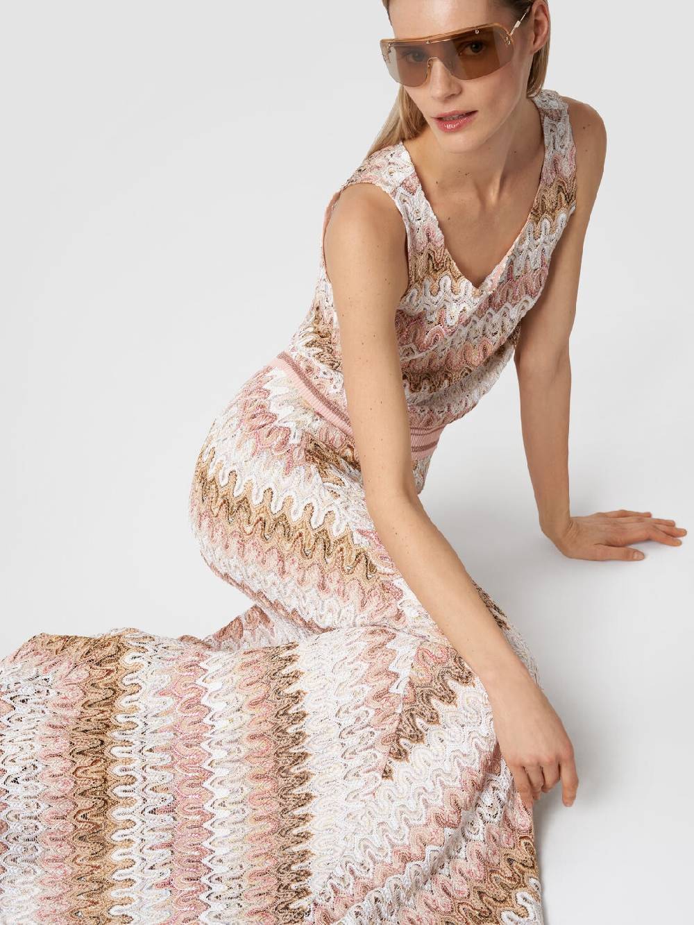 M Missoni Gonna lunga in misto viscosa lamé effetto pizzo In Vendita