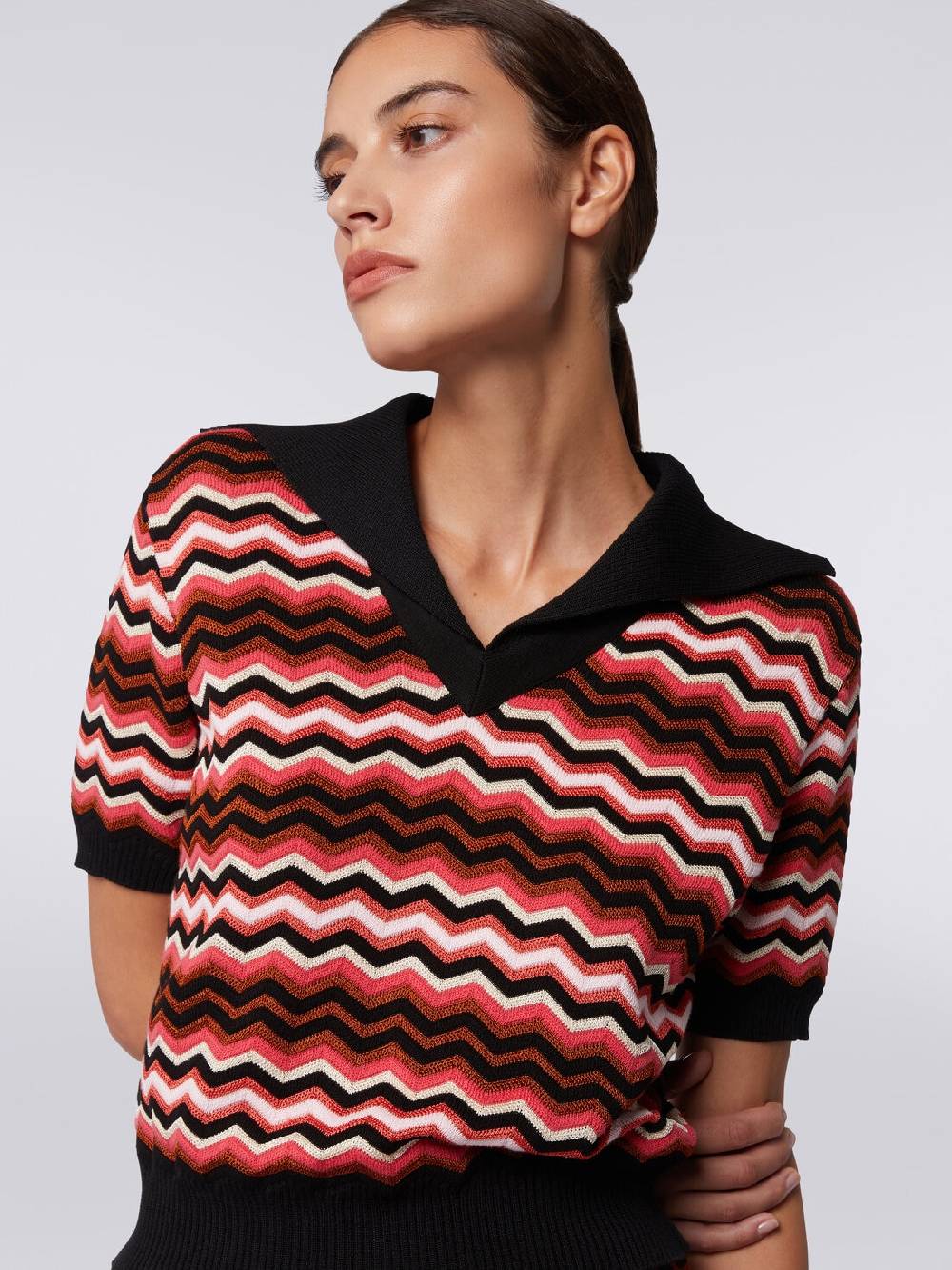 M Missoni Maglia a maniche corte chevron con profili a contrasto Offerte