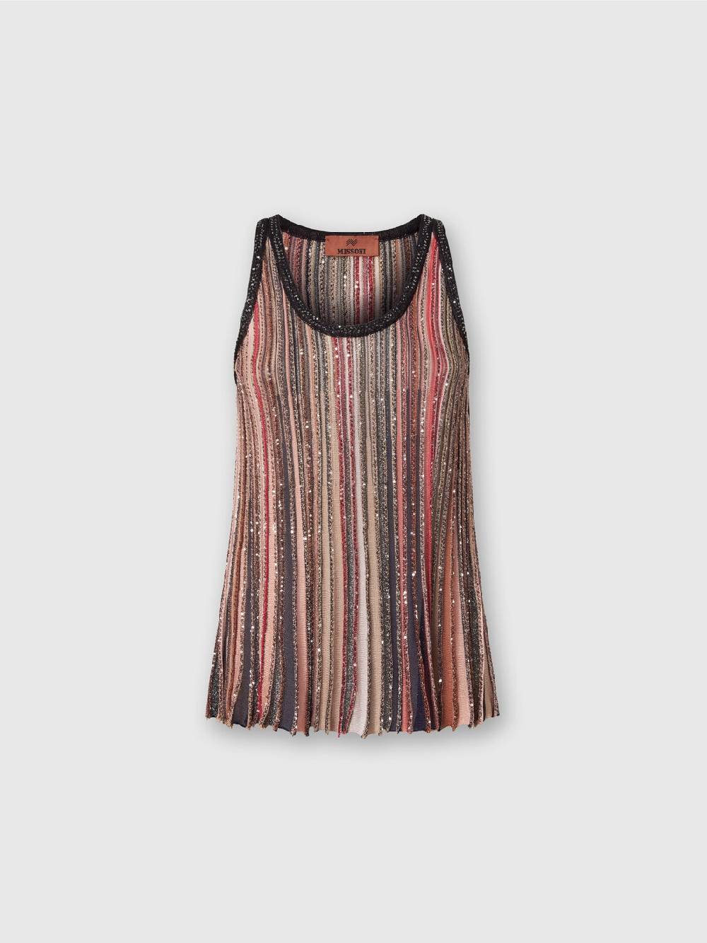 M Missoni Canottiera in maglia a righe verticali con paillettes Saldi Di Fabbrica