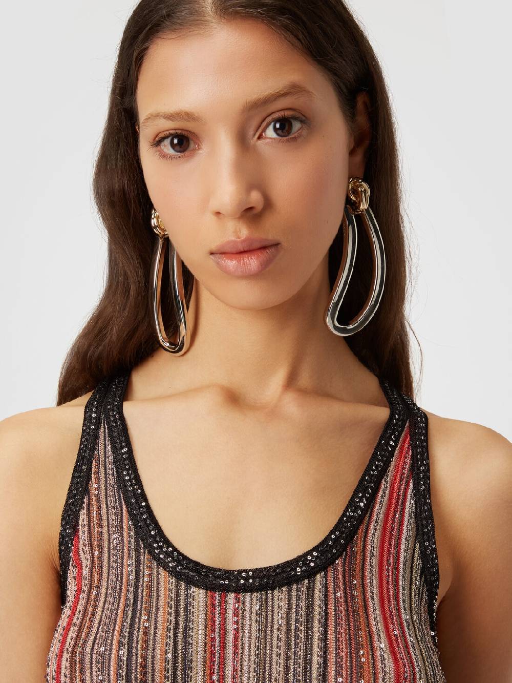M Missoni Canottiera in maglia a righe verticali con paillettes Saldi Di Fabbrica