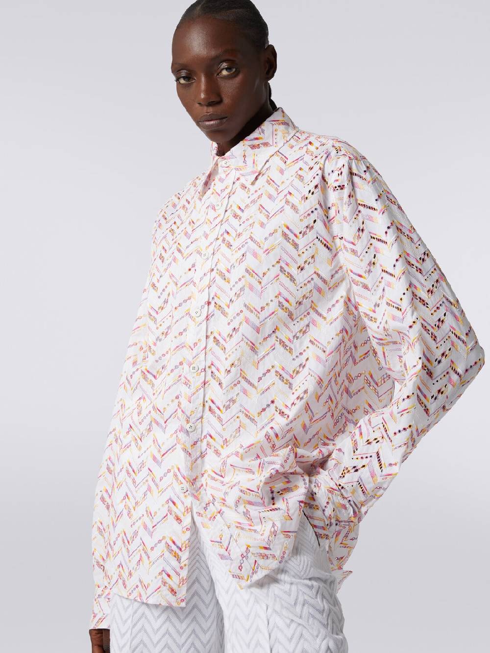M Missoni Camicia in popeline di cotone con pizzo sangallo I Più Venduti