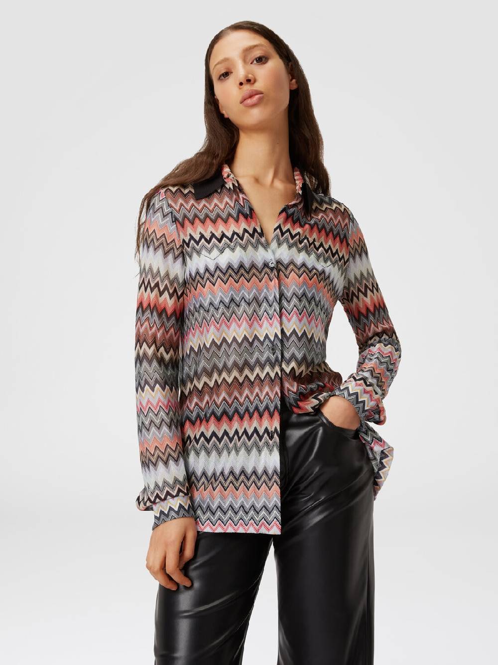 M Missoni Camicia in cotone e viscosa zig zag Negozio