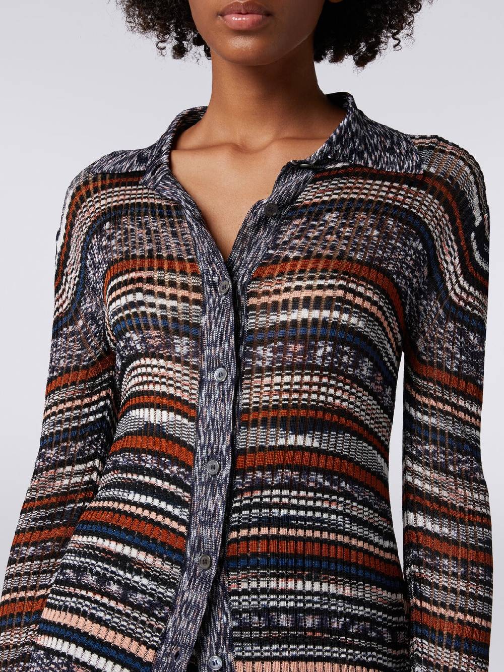 M Missoni Camicia in maglia di viscosa a costine fiammata Nuova