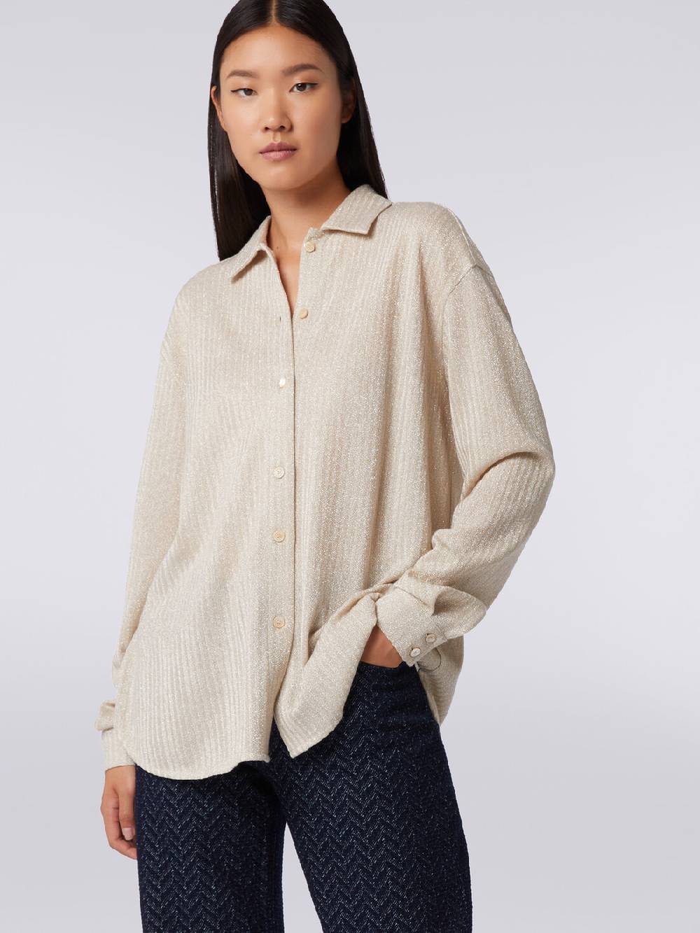 M Missoni Camicia oversize in cotone e viscosa lamé Italy