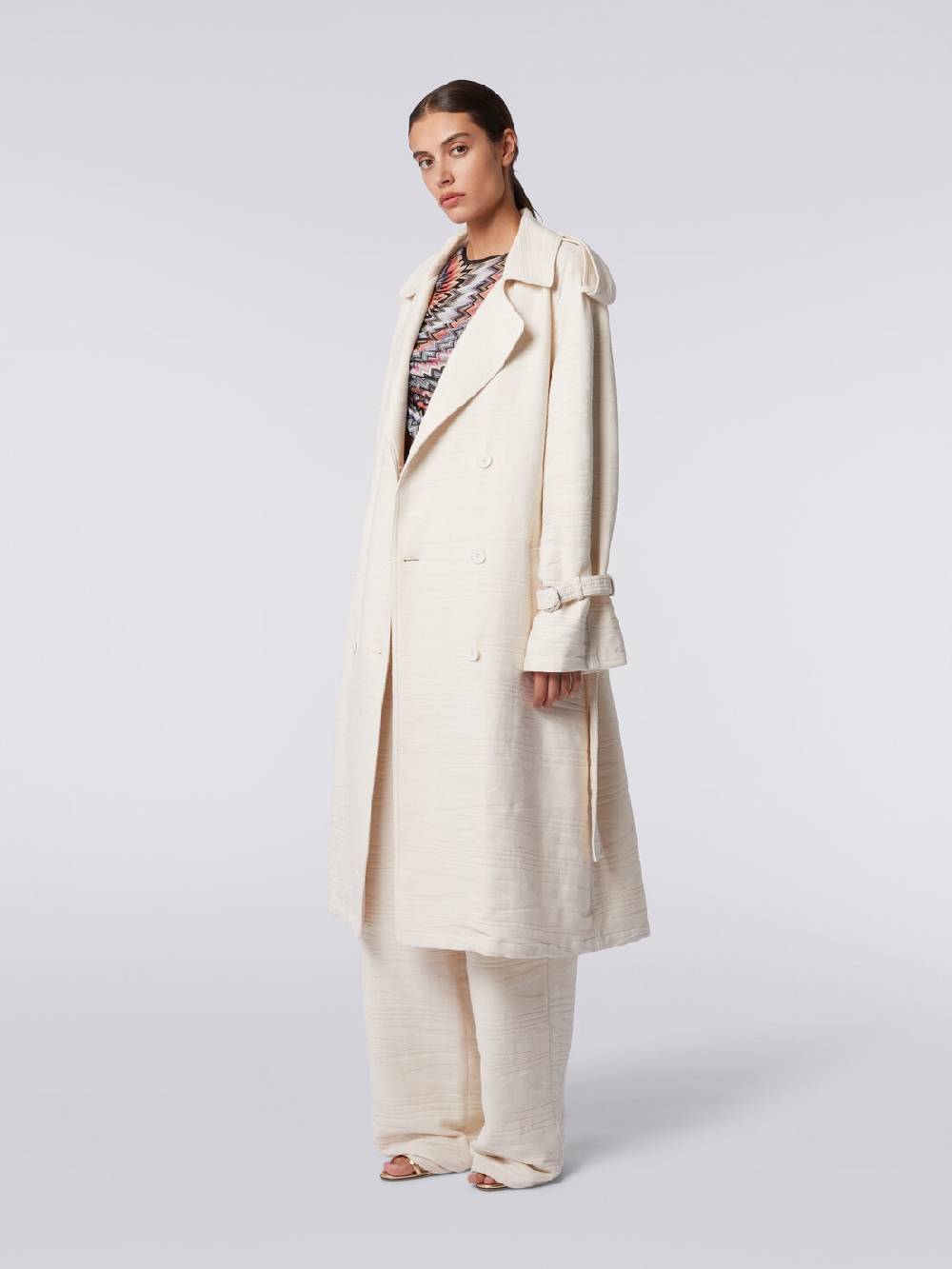 M Missoni Trench in canvas di cotone jacquard fimmato Italia