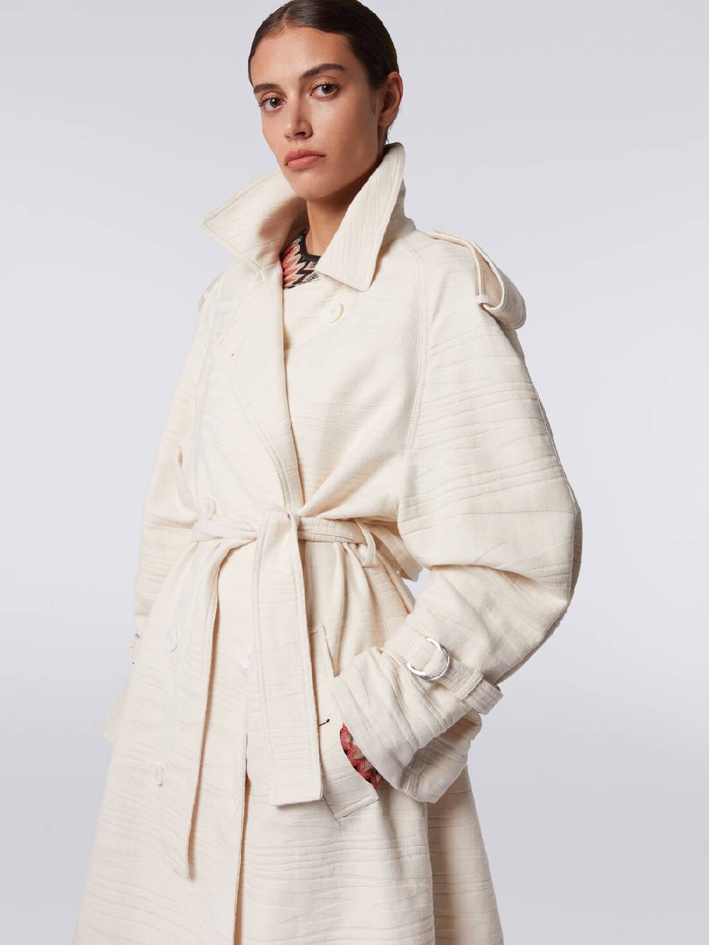 M Missoni Trench in canvas di cotone jacquard fimmato Italia