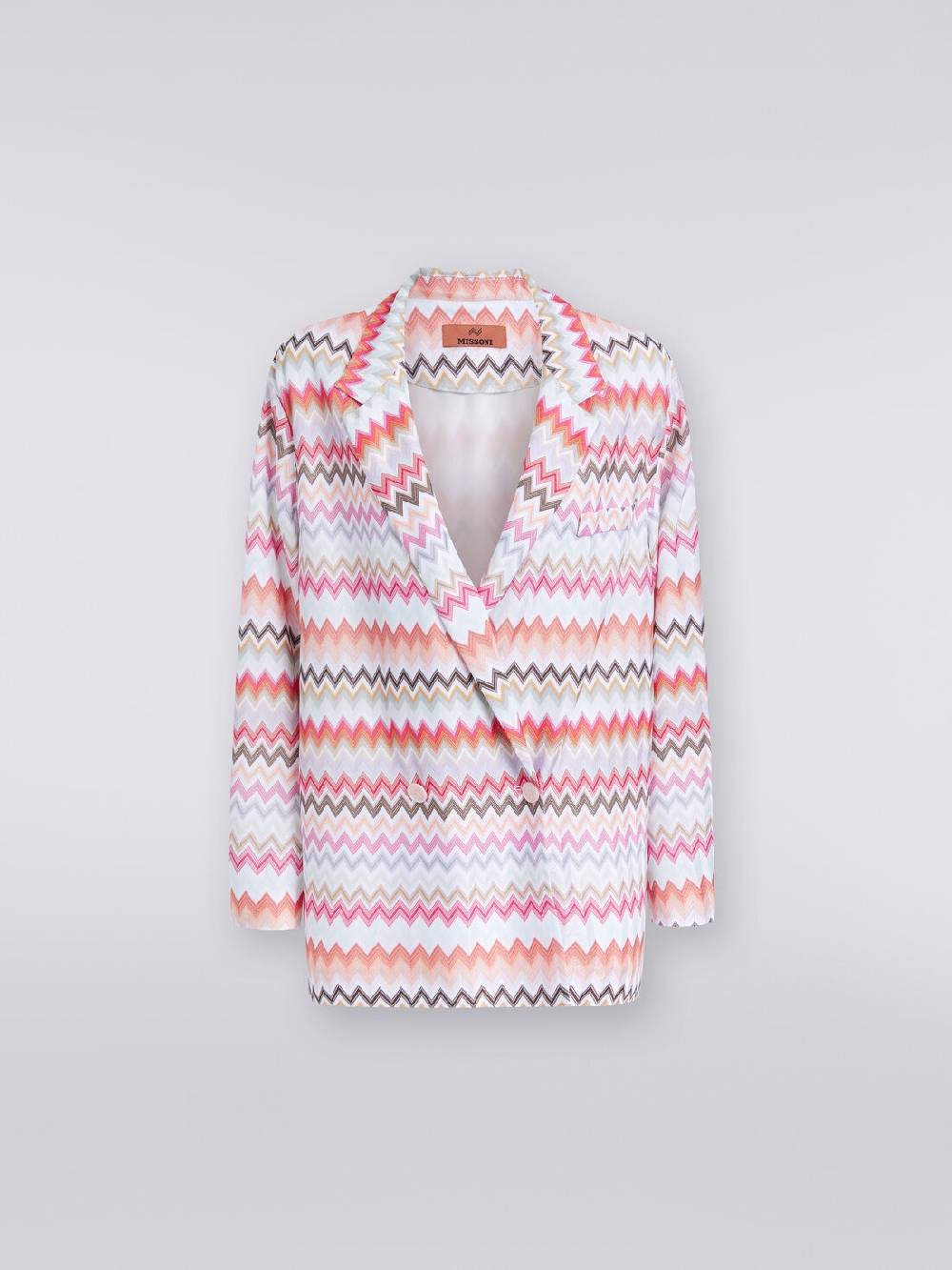 M Missoni Blazer doppiopetto in cotone e viscosa stampa zig zag 2025