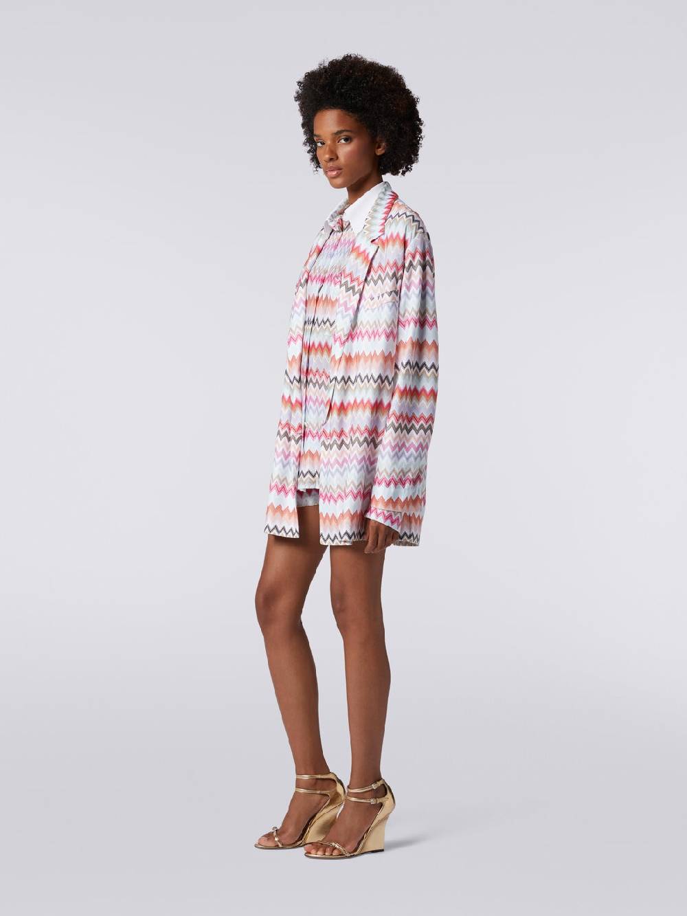 M Missoni Blazer doppiopetto in cotone e viscosa stampa zig zag 2025