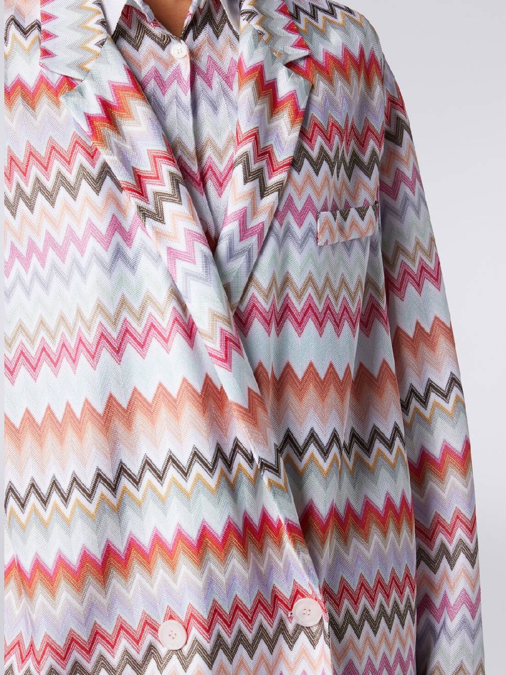 M Missoni Blazer doppiopetto in cotone e viscosa stampa zig zag 2025