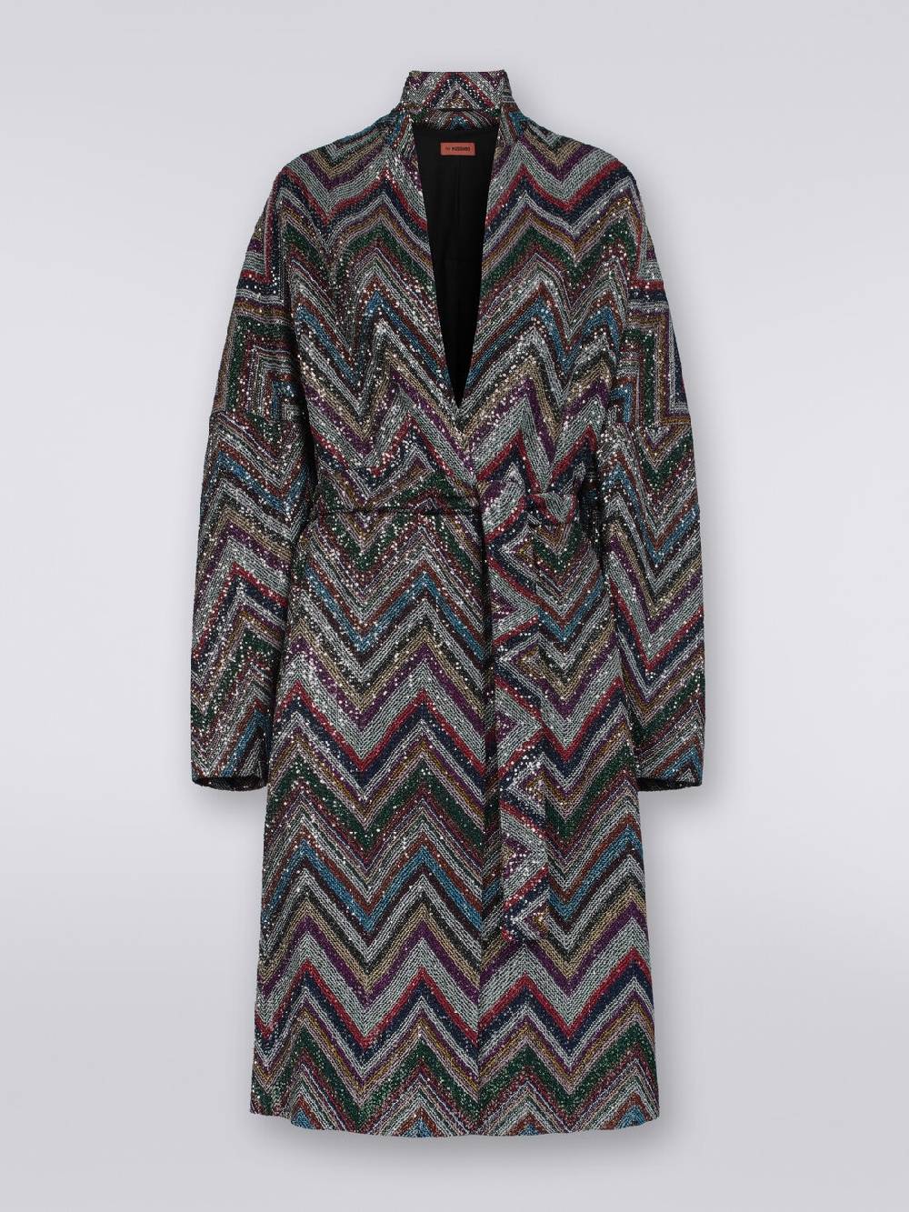 M Missoni Cappotto in misto viscosa chevron con paillettes Nuovo
