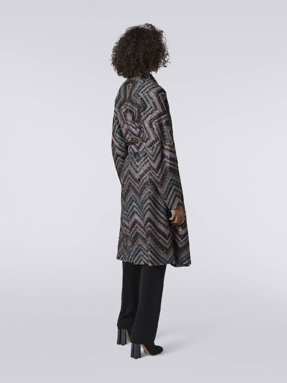 M Missoni Cappotto in misto viscosa chevron con paillettes Nuovo