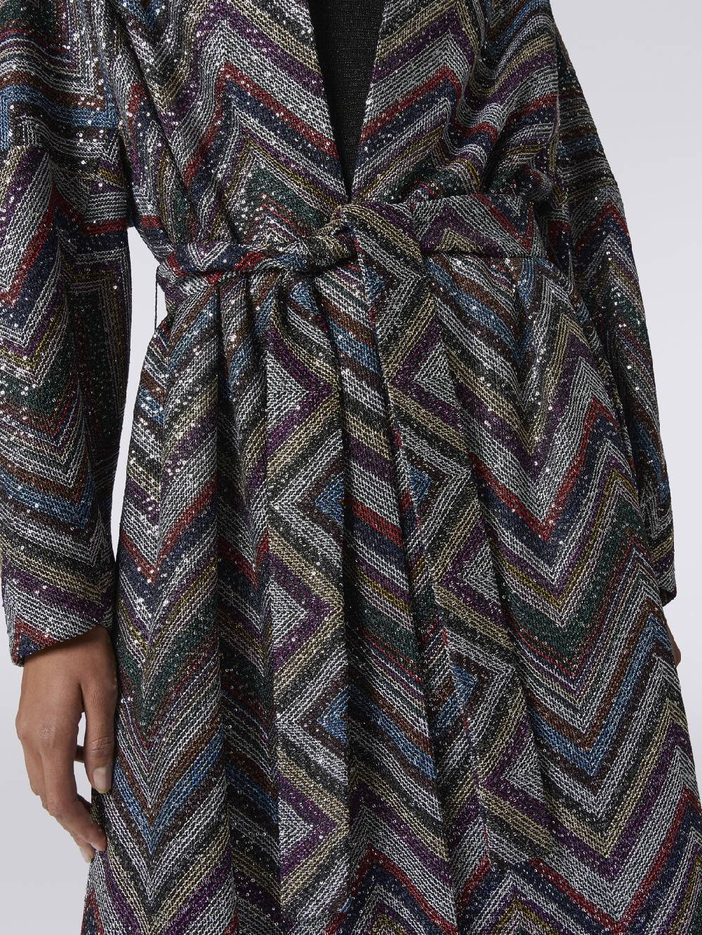 M Missoni Cappotto in misto viscosa chevron con paillettes Nuovo