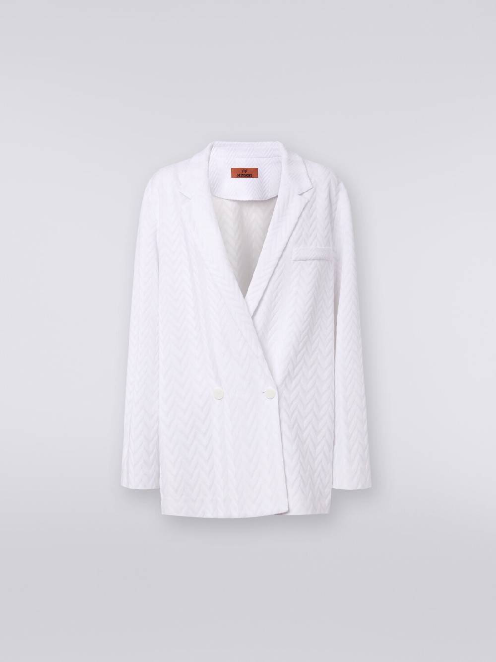 M Missoni Blazer doppiopetto in cotone e viscosa zig zag tonale Spedizione Gratuita