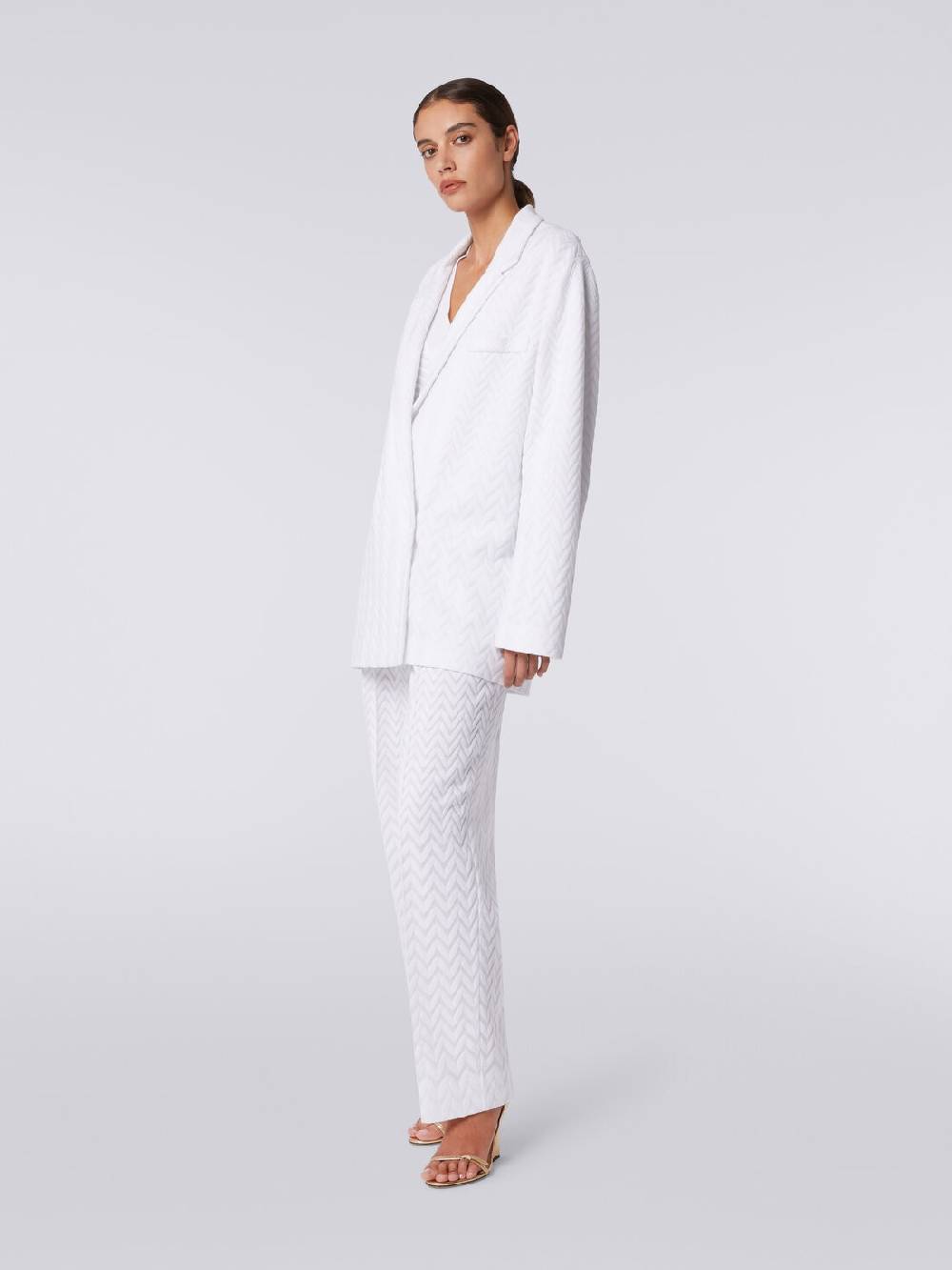 M Missoni Blazer doppiopetto in cotone e viscosa zig zag tonale Spedizione Gratuita