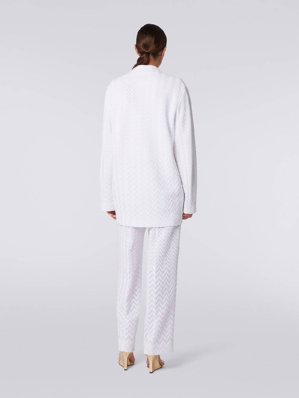 M Missoni Blazer doppiopetto in cotone e viscosa zig zag tonale Spedizione Gratuita
