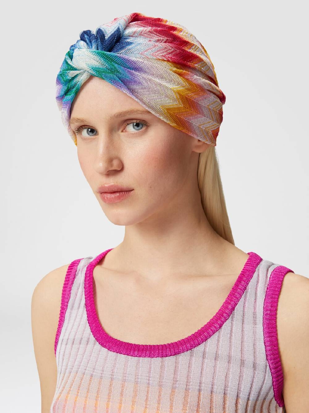 M Missoni Turbante in viscosa chevron con lamé Qualità Garantita