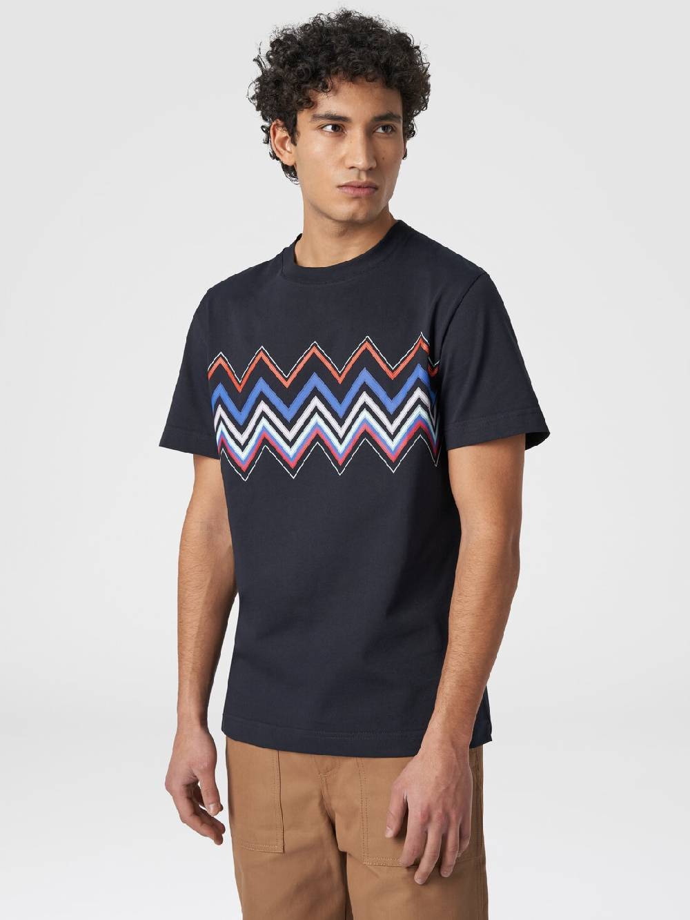 M Missoni T-shirt a maniche corte in cotone con stampa zig zag Consegna Veloce