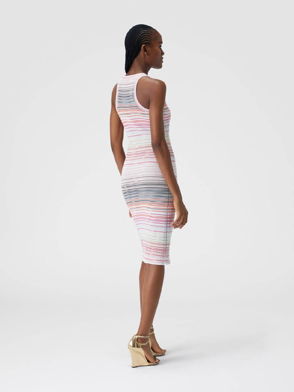 M Missoni Abito lungo a righe in cotone e viscosa Offerta