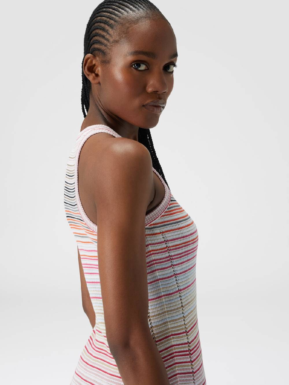 M Missoni Abito lungo a righe in cotone e viscosa Offerta