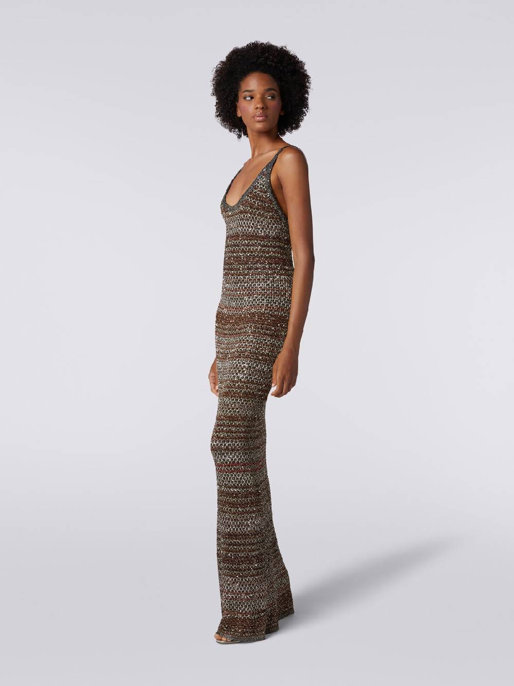 M Missoni Abito lungo in maglia zig zag con trama effetto uncinetto Online