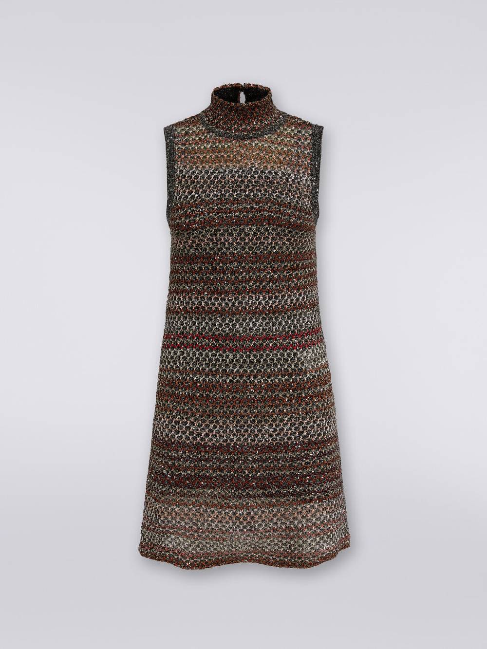 M Missoni Mini-abito in maglia a rete con collo alto e applicazione di paillettes Saldi