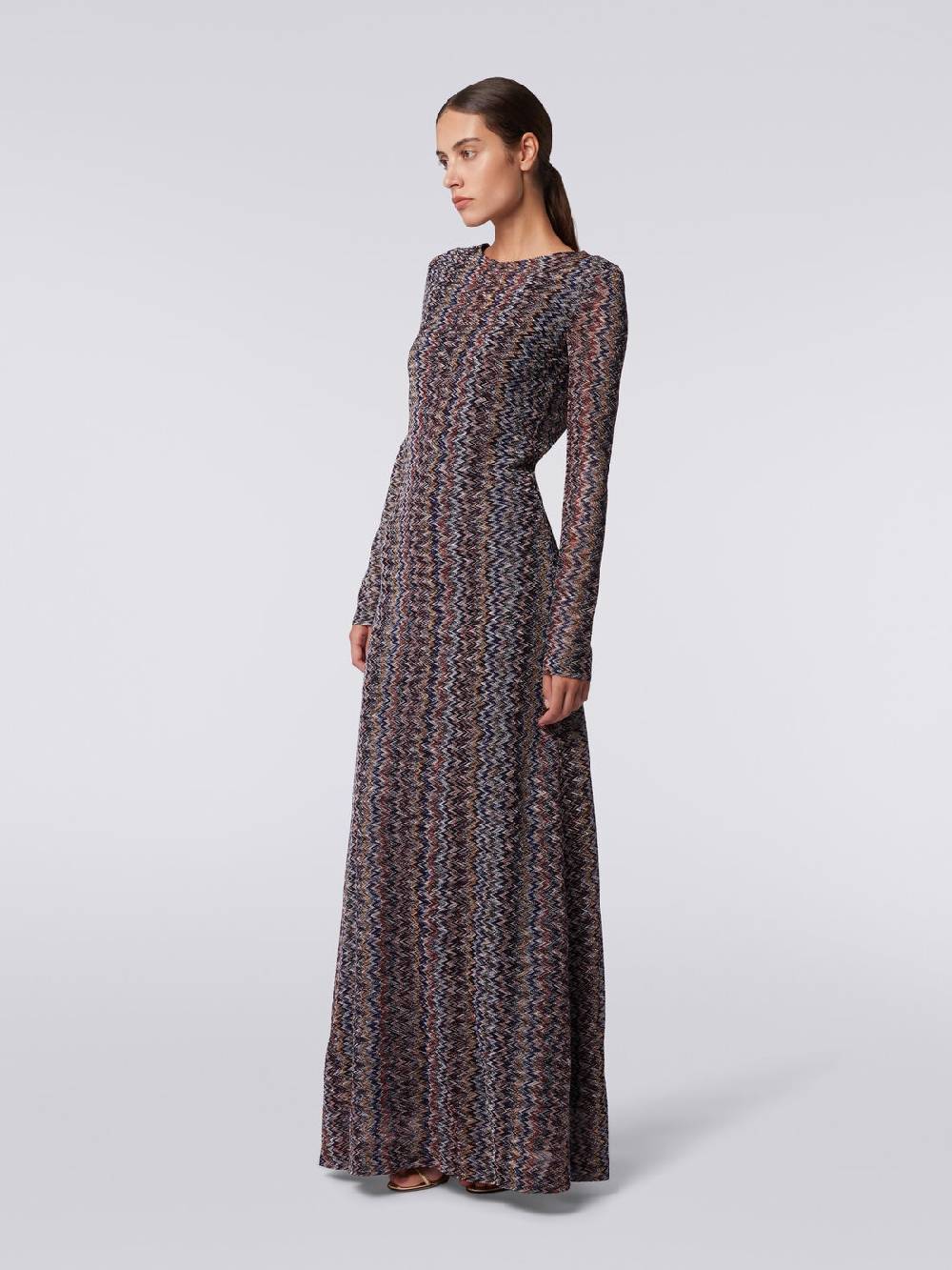 M Missoni Abito lungo con scollatura a V posteriore in viscosa chevron con lurex Vendita Calda