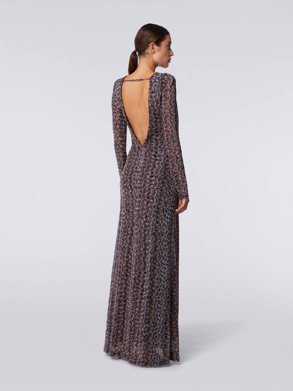 M Missoni Abito lungo con scollatura a V posteriore in viscosa chevron con lurex Vendita Calda