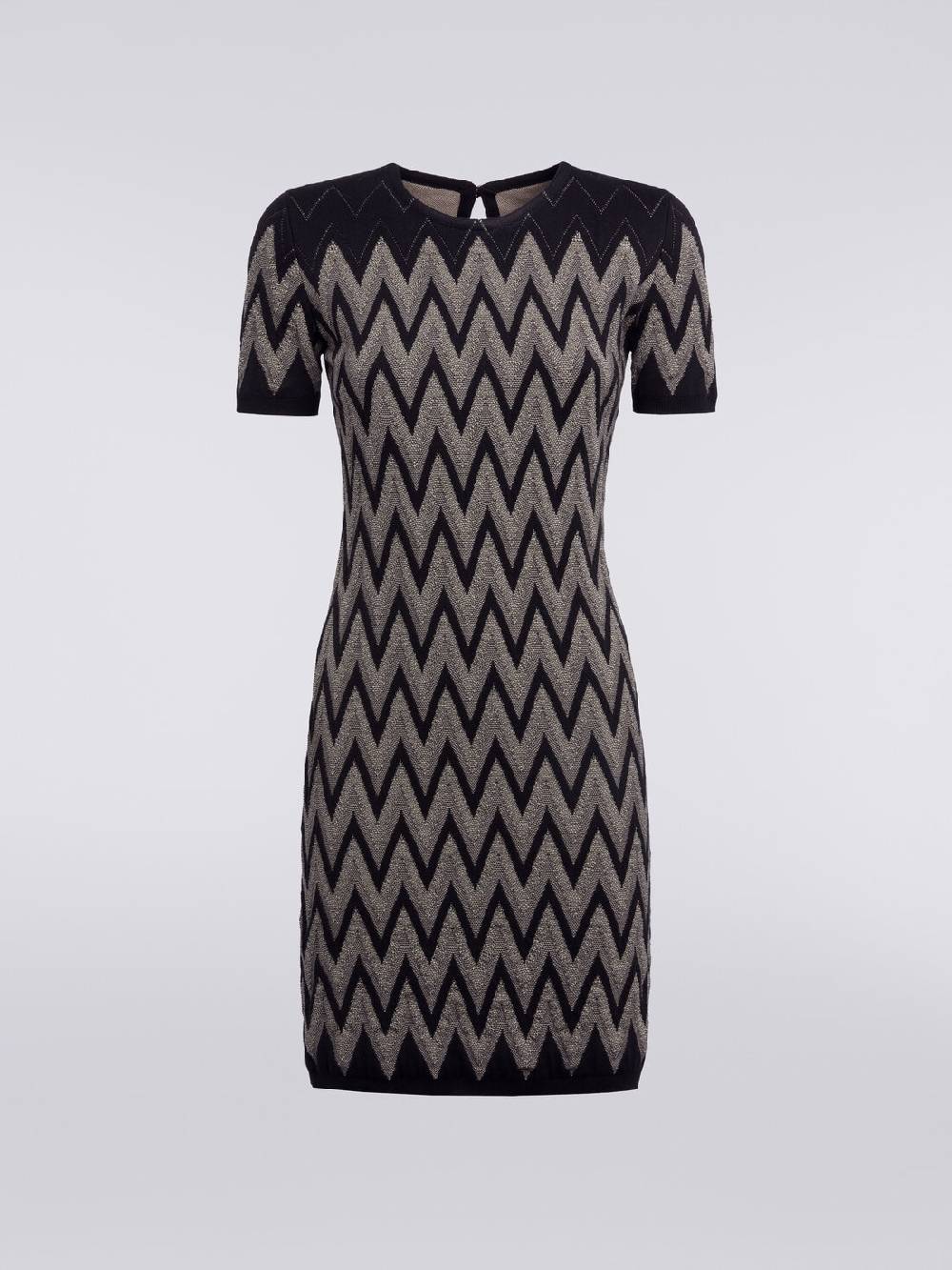 M Missoni Abito girocollo in cotone chevron con lurex Vendita Economica
