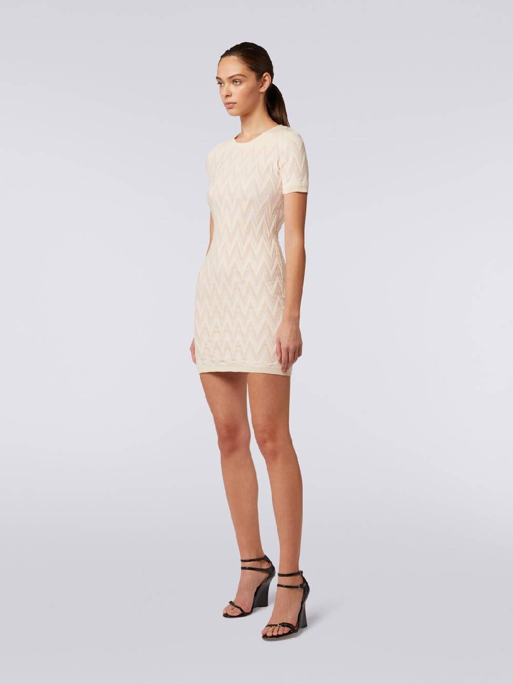 M Missoni Abito girocollo in cotone chevron con lurex Offerta Pasqua