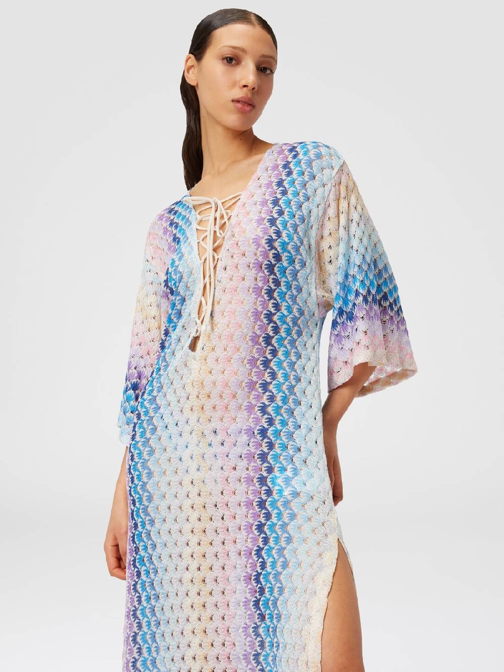 M Missoni Caftano copricostume lungo effetto pizzo dégradé con lurex In Saldo