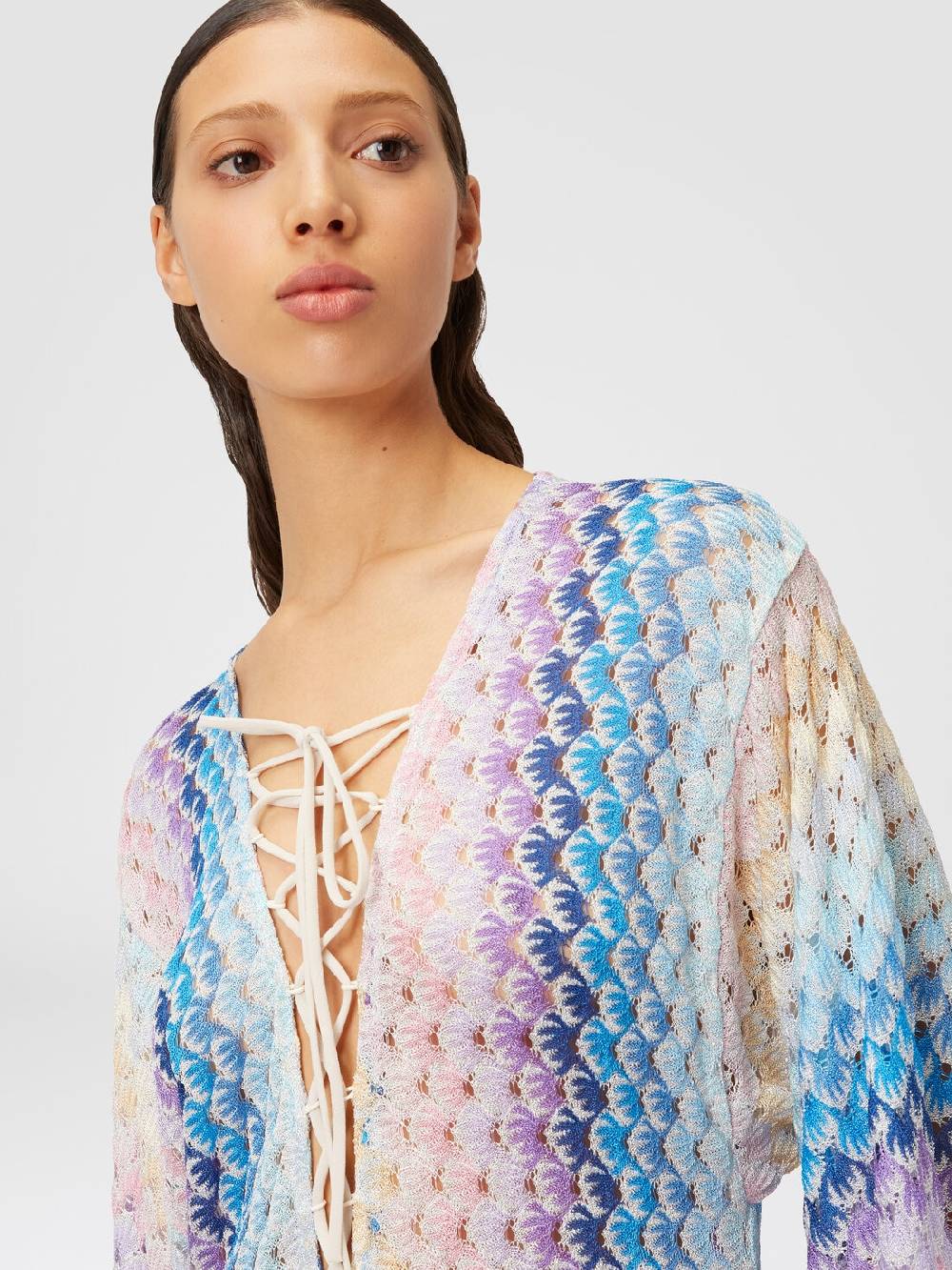 M Missoni Caftano copricostume lungo effetto pizzo dégradé con lurex In Saldo