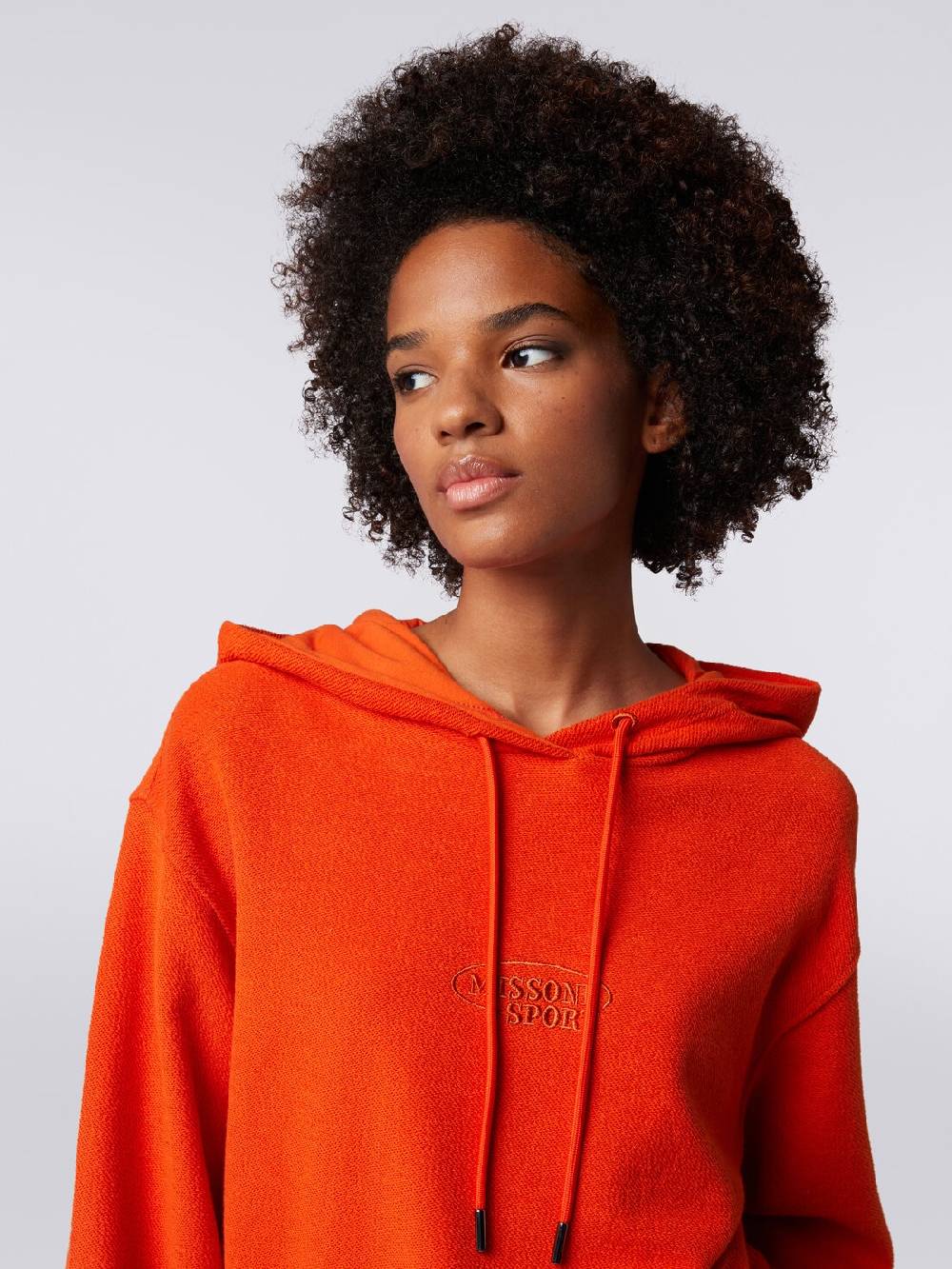 M Missoni Felpa garzata crop con cappuccio e logo Italy