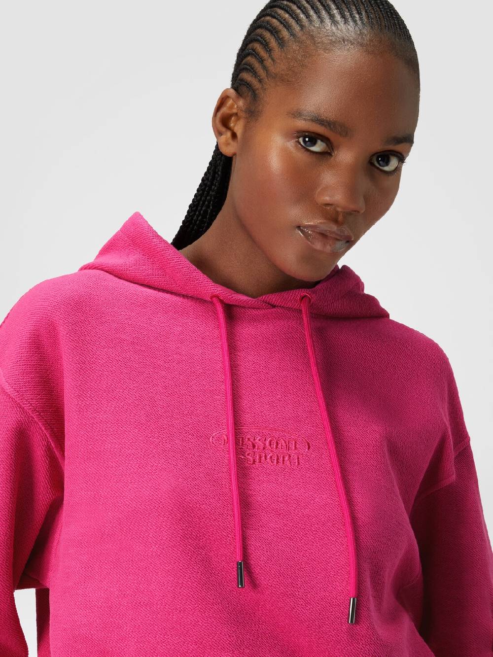 M Missoni Felpa garzata crop con cappuccio e logo 2025