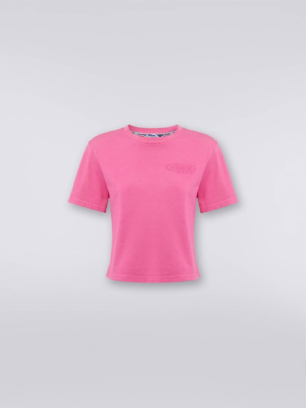 M Missoni T-shirt girocollo crop in cotone con logo Nuovo