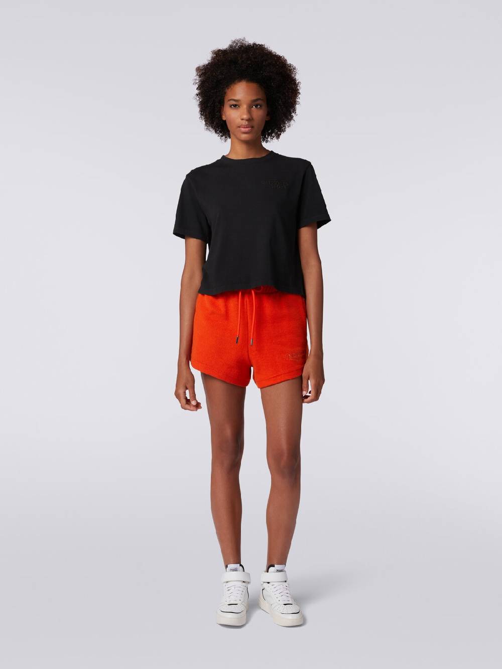 M Missoni T-shirt girocollo crop in cotone con logo
