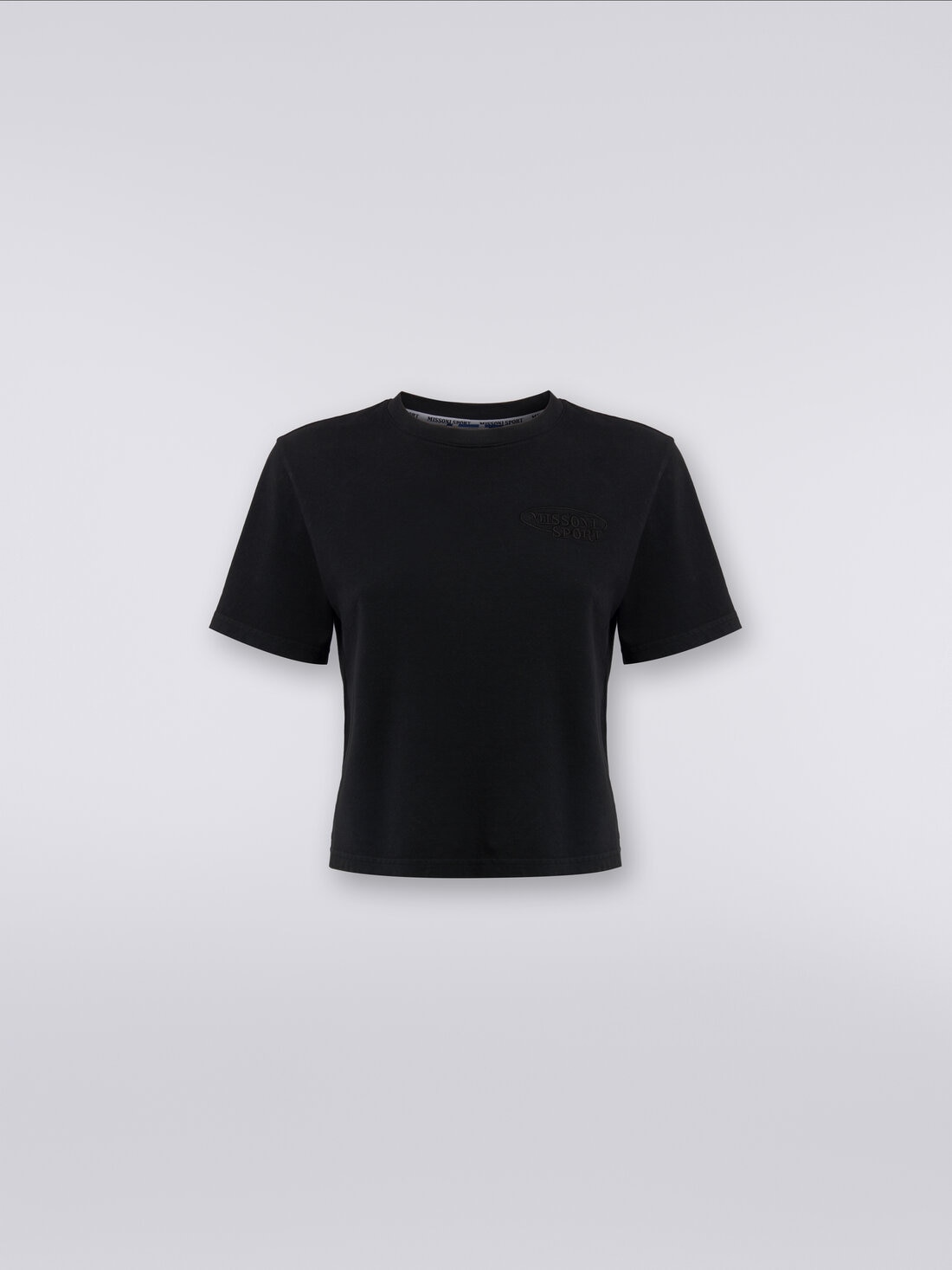 M Missoni T-shirt girocollo crop in cotone con logo Spedizione Gratuita