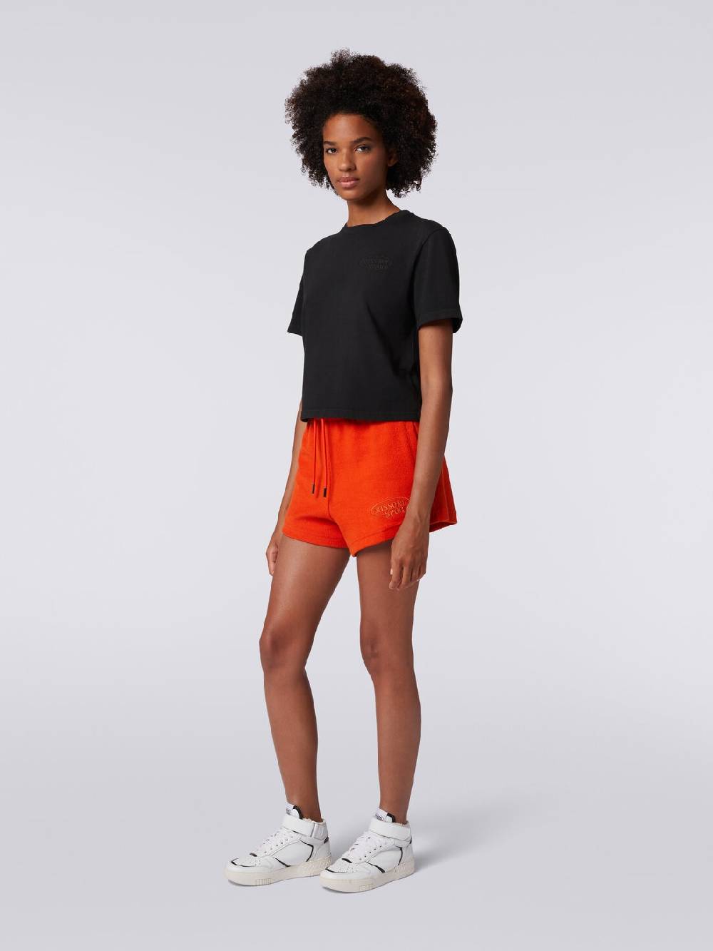 M Missoni T-shirt girocollo crop in cotone con logo Spedizione Gratuita
