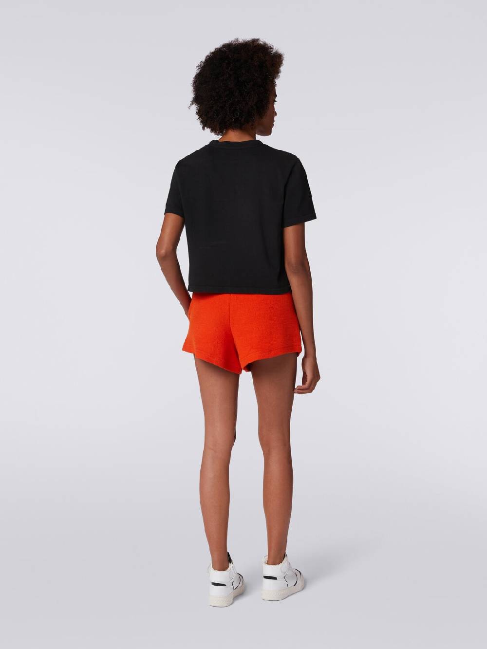 M Missoni T-shirt girocollo crop in cotone con logo Spedizione Gratuita